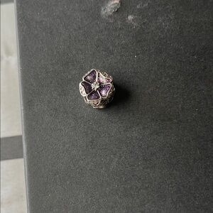 Silver Purple Flower Charm for Pandora 925